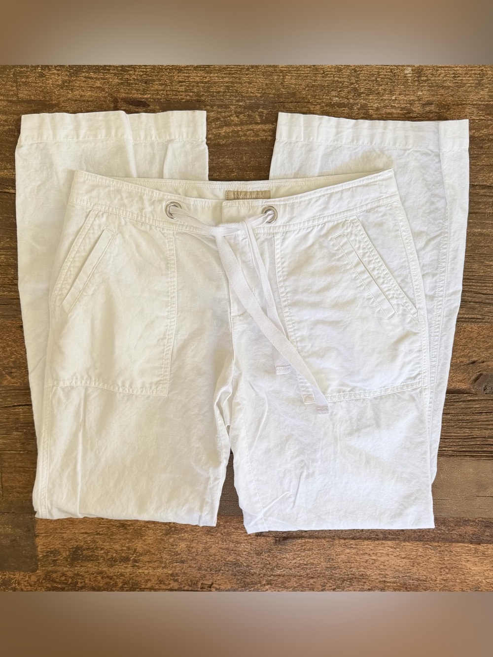 Banana Republic Martin Fit White Linen Pants Size 6